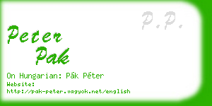 peter pak business card